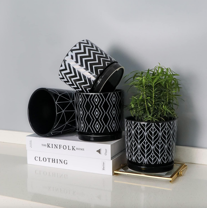 Black Ceramic Planter