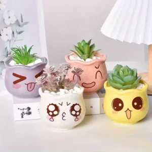 cute ceramic succulent pots set of 6 cartoon plant pots indoor