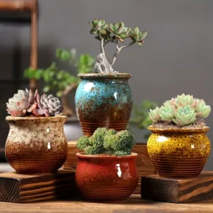 handmade ceramic succulent pots set of 4 small indoor planters minimalist design